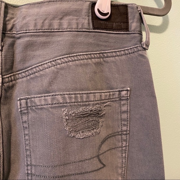 Khaki Green American Eagle Ripped Mom Jeans - Picture 3 of 8